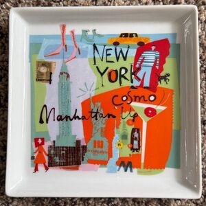 Crate&Barrel Travel Plates Set City Scenes Square Appetizer Plates Set of 6